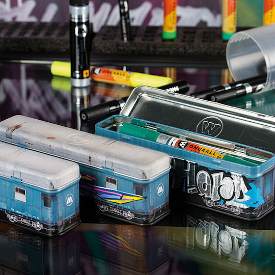 Molotow Set 1Stück Behälter Allgemeine Verwendung mit Deckel Rostfreier Stahl Blau 17.4x4.1x5.4cm