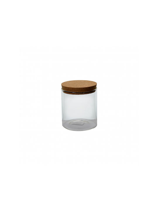 Dream House Store General Use Vase with Cork Glass Transparent 10x13x13cm 1 Piece