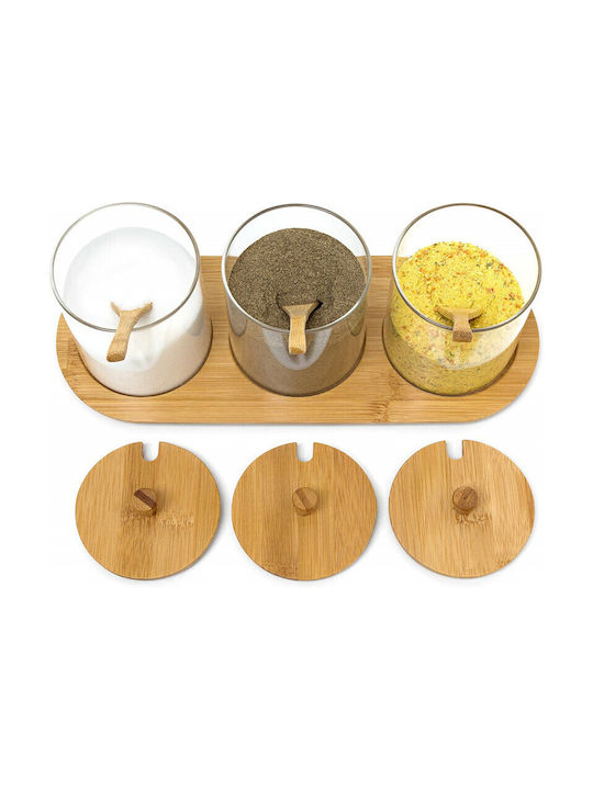Relaxdays Set 3 Bucăți Vaze Utilizare Generală cu Capac și Suport Sticlă Transparent 12x31x12cm 3 Bucăți