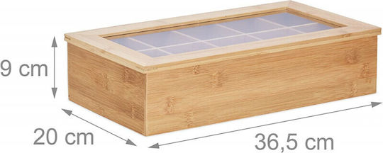 Relaxdays Wooden Tea Box with Lid Brown 20x20x9cm