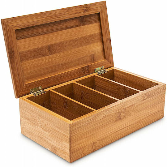 Relaxdays Wooden Brown Tea Box with Lid 15.5x9x9cm