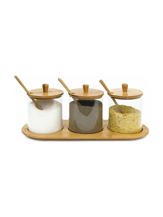 Relaxdays Set 3 Bucăți Vaze Utilizare Generală cu Capac și Suport Sticlă Transparent 12x31x12cm 3 Bucăți