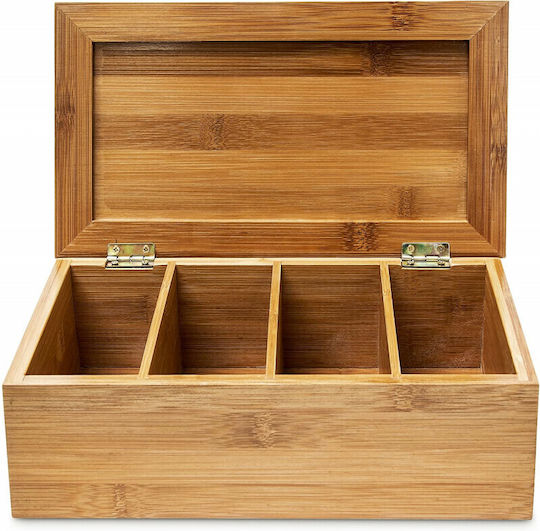 Relaxdays Wooden Brown Tea Box with Lid 15.5x9x9cm