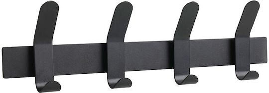 Zone Denmark Wall Hanger Metal 4 Hooks Black 40x5x11cm