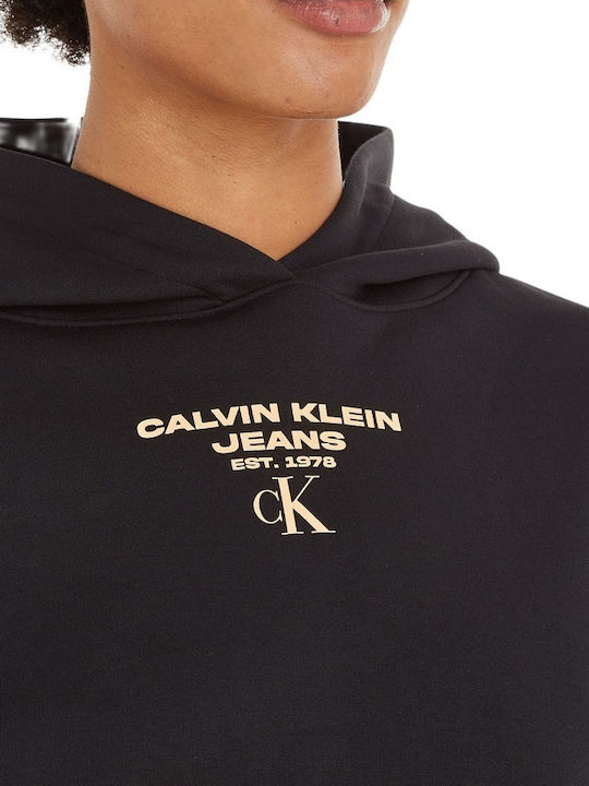 Calvin Klein Women's Cropped Hooded Sweatshirt Black