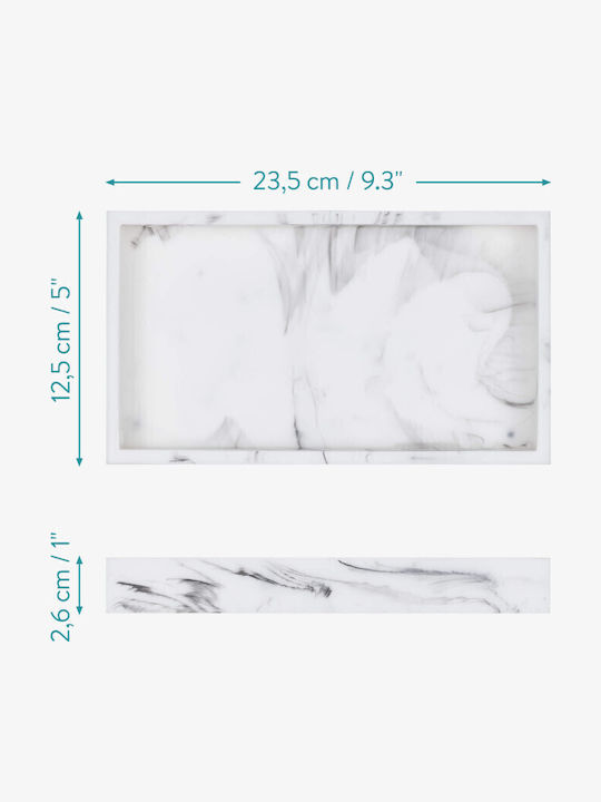 Navaris Design Marble Δίσκος Κοσμημάτων Λευκός 23.5x12.5x2.6cm