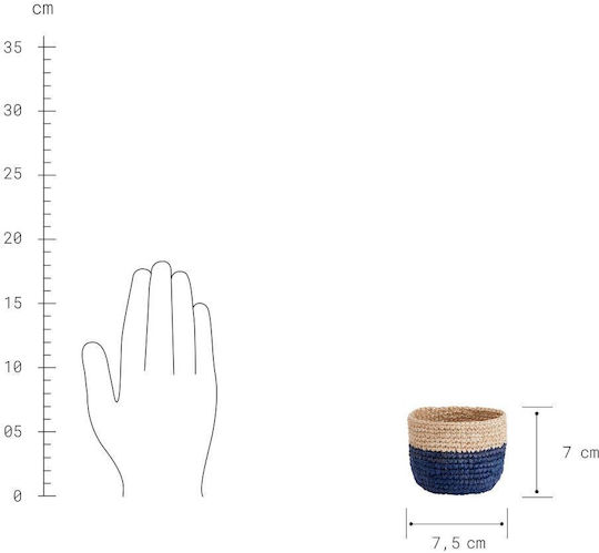 Butlers Coș decorativ Din paie Blue 7.5x7.5buc