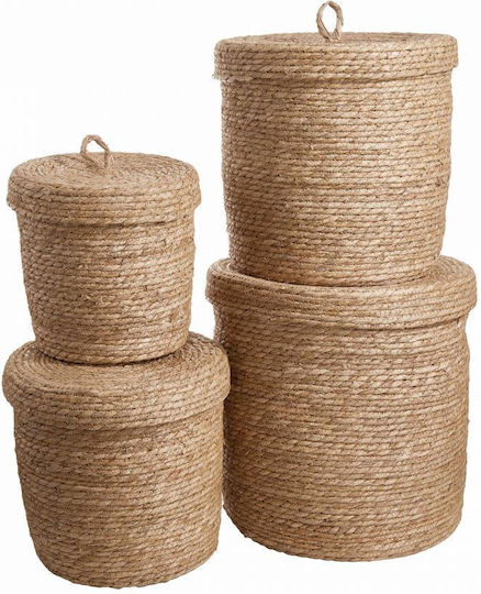 Butlers Decorative Basket Wicker with Cap and Handles Beige 30x30cm