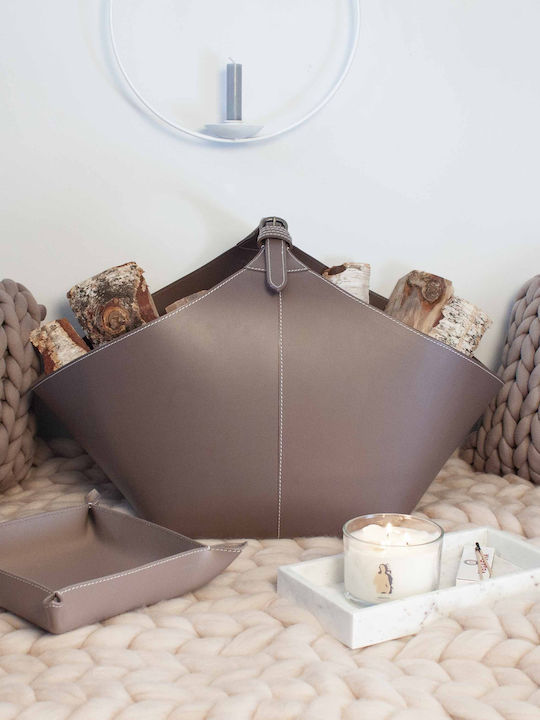 ADORIST Decorative Basket Leather Artificial Leather with Handles Brown 60x40x30cm