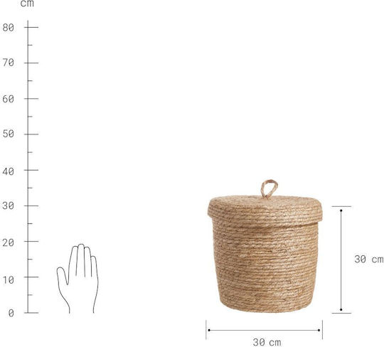 Butlers Decorative Basket Wicker with Cap and Handles Beige 30x30cm