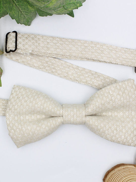 JFashion Linen Handmade Bow Tie White