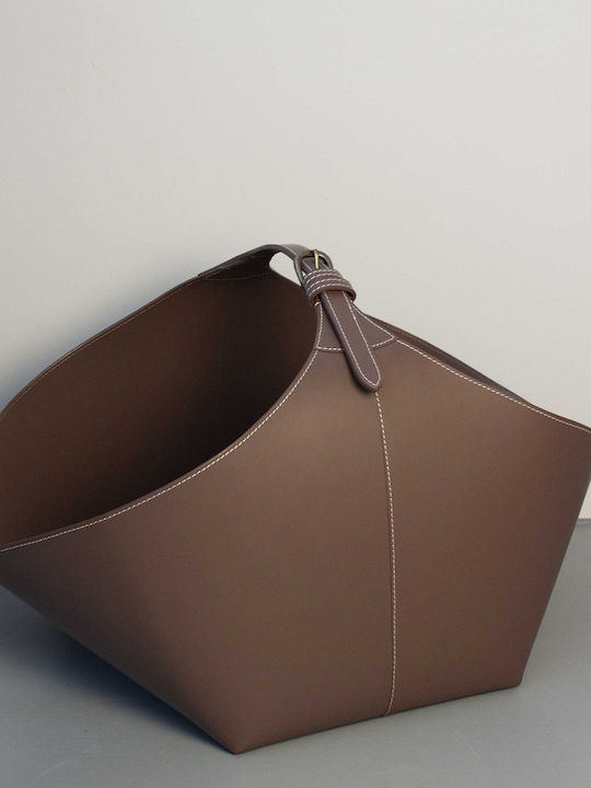 ADORIST Decorative Basket Leather Artificial Leather with Handles Brown 60x40x30cm