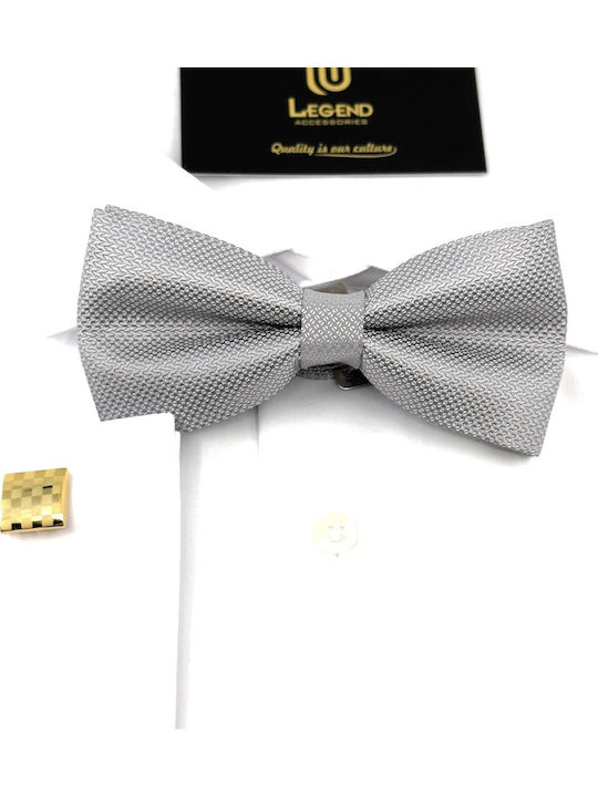 Legend Accessories Комплект Папионка с кърпа Сребрист