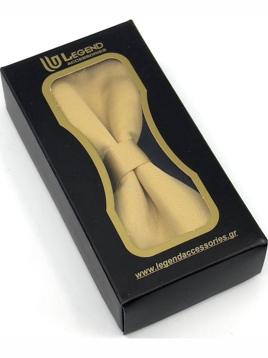 Legend Accessories Σετ Υφασμάτινo Παπιγιόν με Μαντήλι Χρυσό