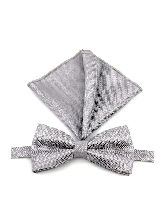 Legend Accessories Комплект Папионка с кърпа Сребрист