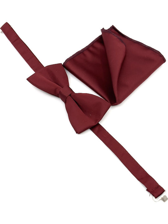 Legend Accessories Σετ Υφασμάτινo Παπιγιόν με Μαντήλι Μπορντό