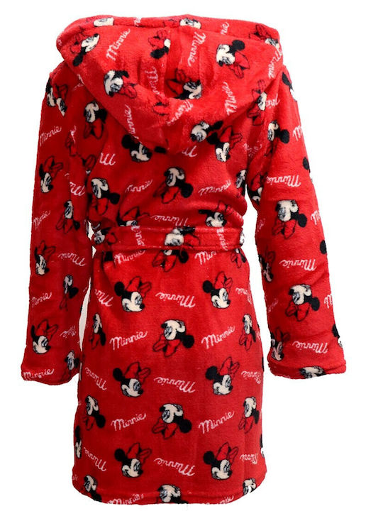Disney Kinder Bademantel Winterlich Fleece Rot Minnie Mouse