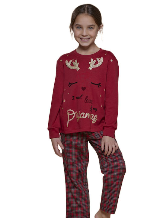 Noidinotte Set Top & Bottom Kids Winter Pyjamas Red