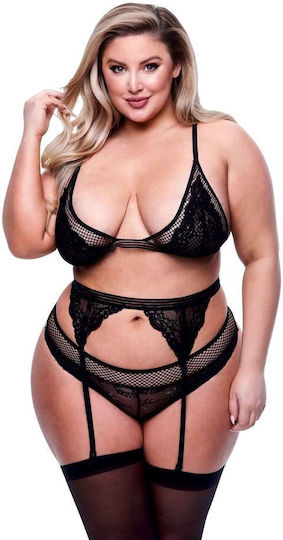 Baci Lingerie Lace Секси Комплект Бельо Черен
