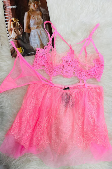 La Lolita Amsterdam Louisa Sexy Lingerie Set with Transparency Orange