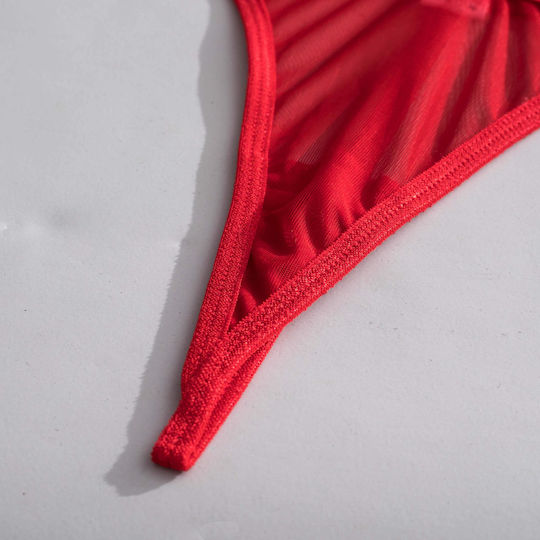 La Lolita Amsterdam Σετ Sexy Babydoll με Διαφάνεια Κόκκινο