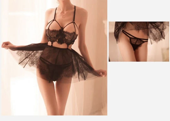 La Lolita Amsterdam Louisa Sexy Lingerie Set with Transparency Orange