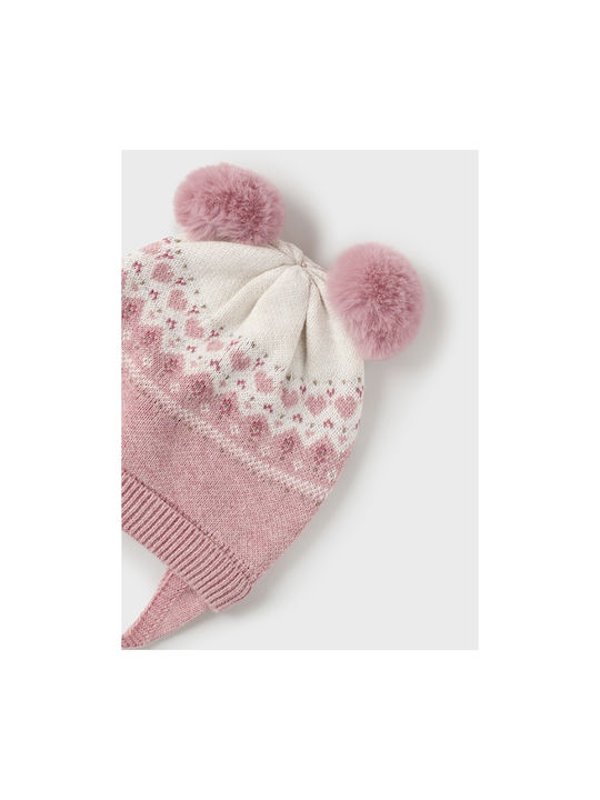 Mayoral Kids Beanie Set with Gloves Knitted Pink