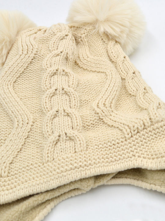 Kinder Mütze Gestrickt Beige