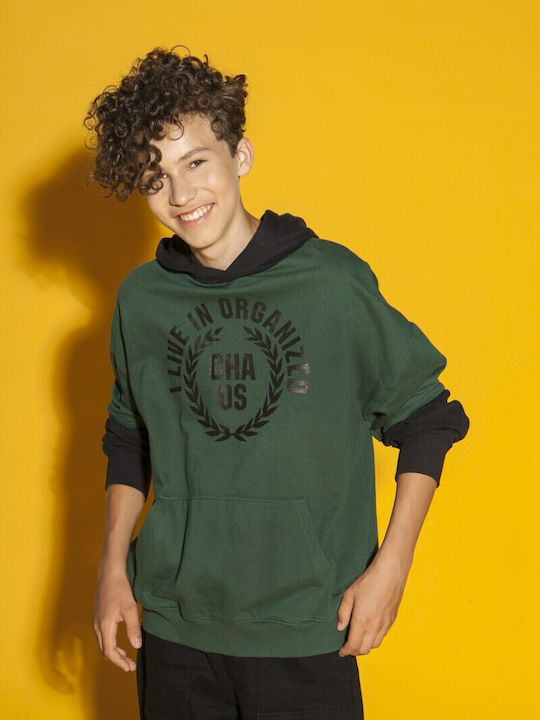 Kids Sweatshirt with Hood and Pockets Green