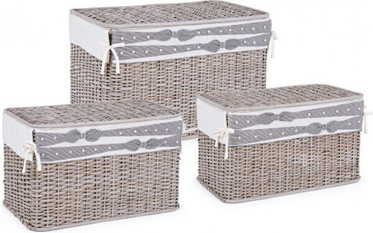 Bizzotto Set Dekorative Koffer Hölzernes 3Stücke 66x41x43cm Grau