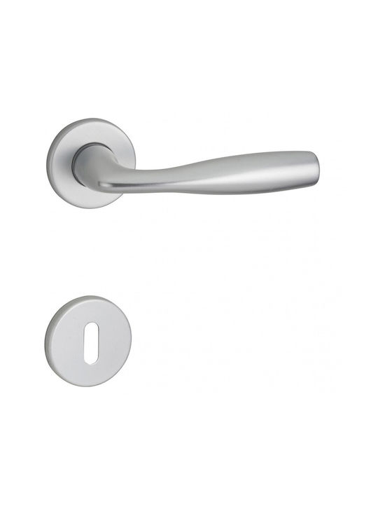 Thirard Lever Middle Door with Rosette Pair Silver