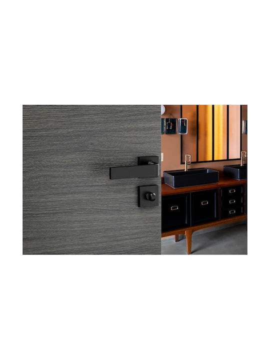 Thirard Lever Middle Door with Rosette Pair Black