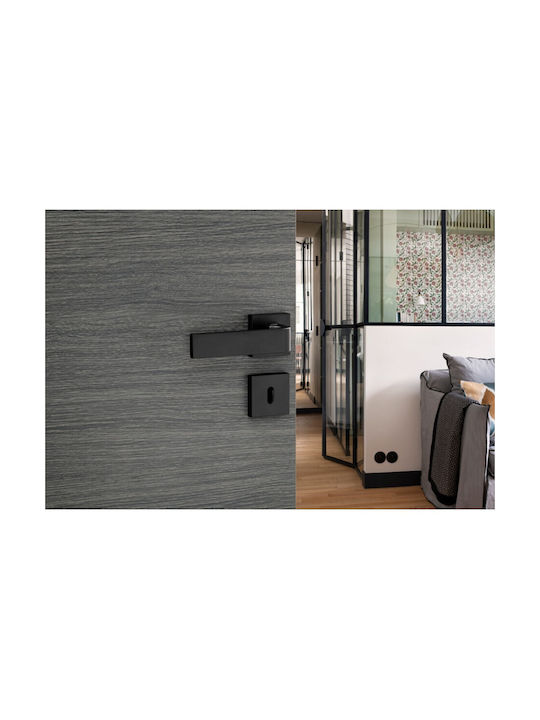 Thirard Lever Middle Door with Rosette Pair Black
