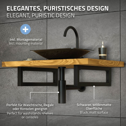 ML-Design Heavy-Duty Metallic Corner Shelf Black 350x150mm 490006961