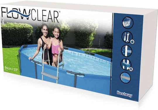 vidaXL Scară de piscină din plastic Gri