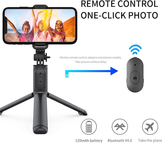 Techsuit Селфи Стик Трипод За Мобилни Устройства Bluetooth Бял