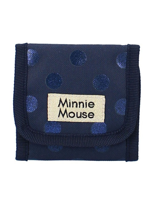 Disney Minnie Fabric Coins Wallet for Girls with Velcro Navy Blue 088-2354