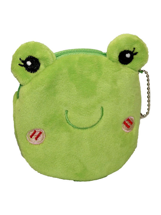 Fabric Coins Wallet for Girls with Zipper and Keychain Green 03454