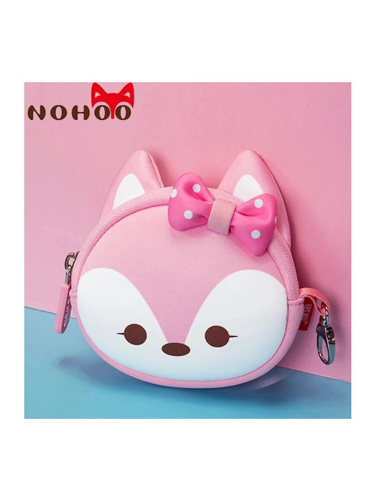 NOHOO Fabric Coins Wallet for Girls with Zipper and Keychain Pink NHW011-2