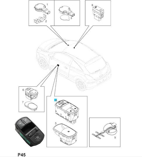 Opel Comutator geamuri auto Negru