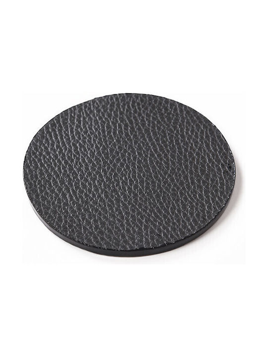 BagCity Round PU Gray Coasters with Stand 6pcs