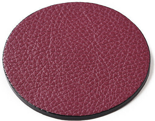 BagCity Round PU Red Coasters with Stand 6pcs