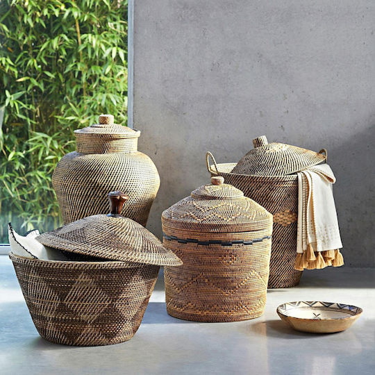 Am.Pm Καλάθι Αποθήκευσης Bamboo με Καπάκι Καφέ 40x40x50cm