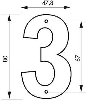 Thirard Πινακίδα με Αριθμό 3 σε Μαύρο Χρώμα 8cm 00967163
