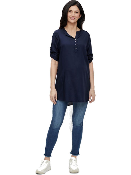 Mamalicious Maternity Dress Top Navy Blue