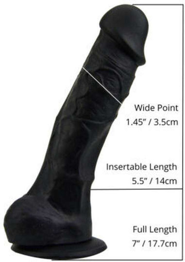 Loving Joy Ρεαλιστικό Dildo με Όρχεις και Βεντούζα Μαύρο 18cm