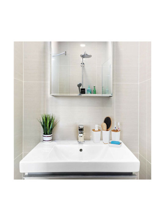 Relaxdays Badezimmer-Accessoire-Set Kunststoff Weiß 4Stück