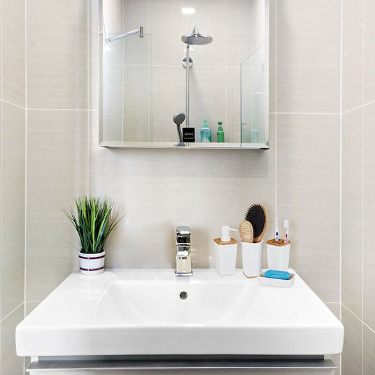 Relaxdays Set Accesorii Baie Plastic Alb 4buc