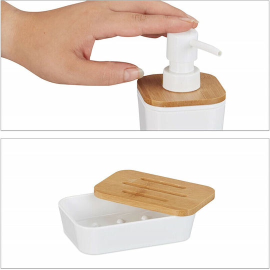 Relaxdays Set Accesorii Baie Plastic Alb 4buc