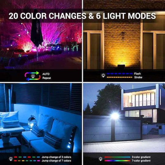 Στεγανός Προβολέας LED 25W RGB με Τηλεχειριστήριο IP66